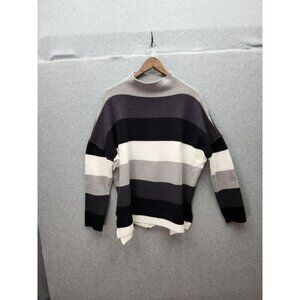 Striped Penelope Rose Sweater With Back Zipper XL Cotton/Polyester Blend